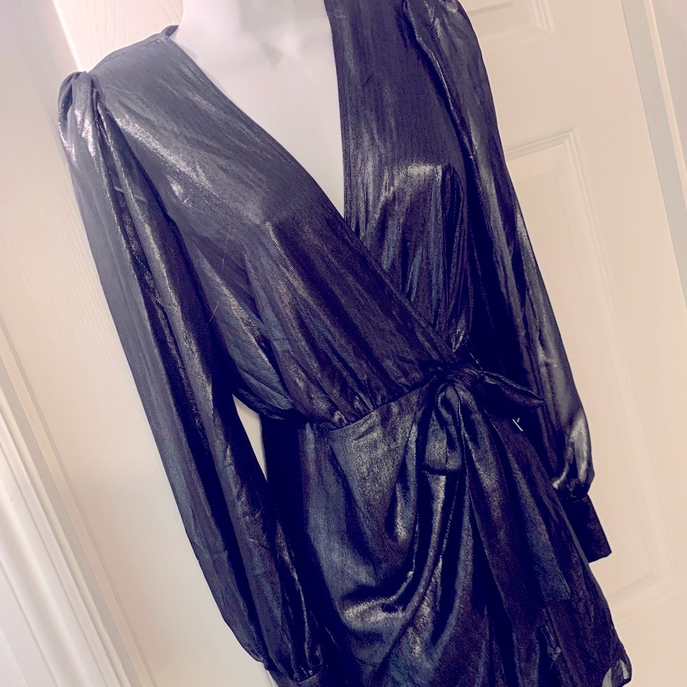 NWT Express Black & Silver Striped Cocktail Dress